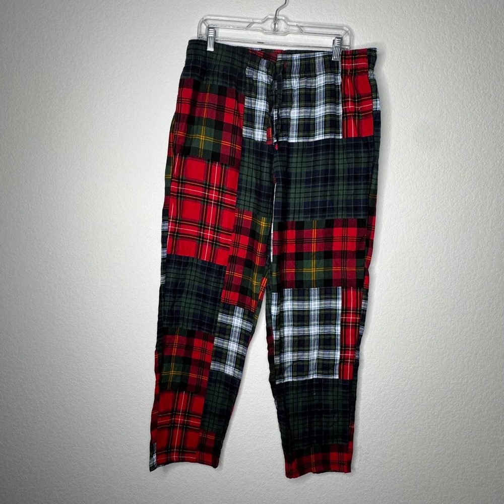 Old Navy Patchwork Plaid Pajama Pants Red Green Flannel Sleepwear Mens Size L